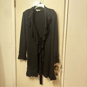 St. John Collection Black Ruffled Cape